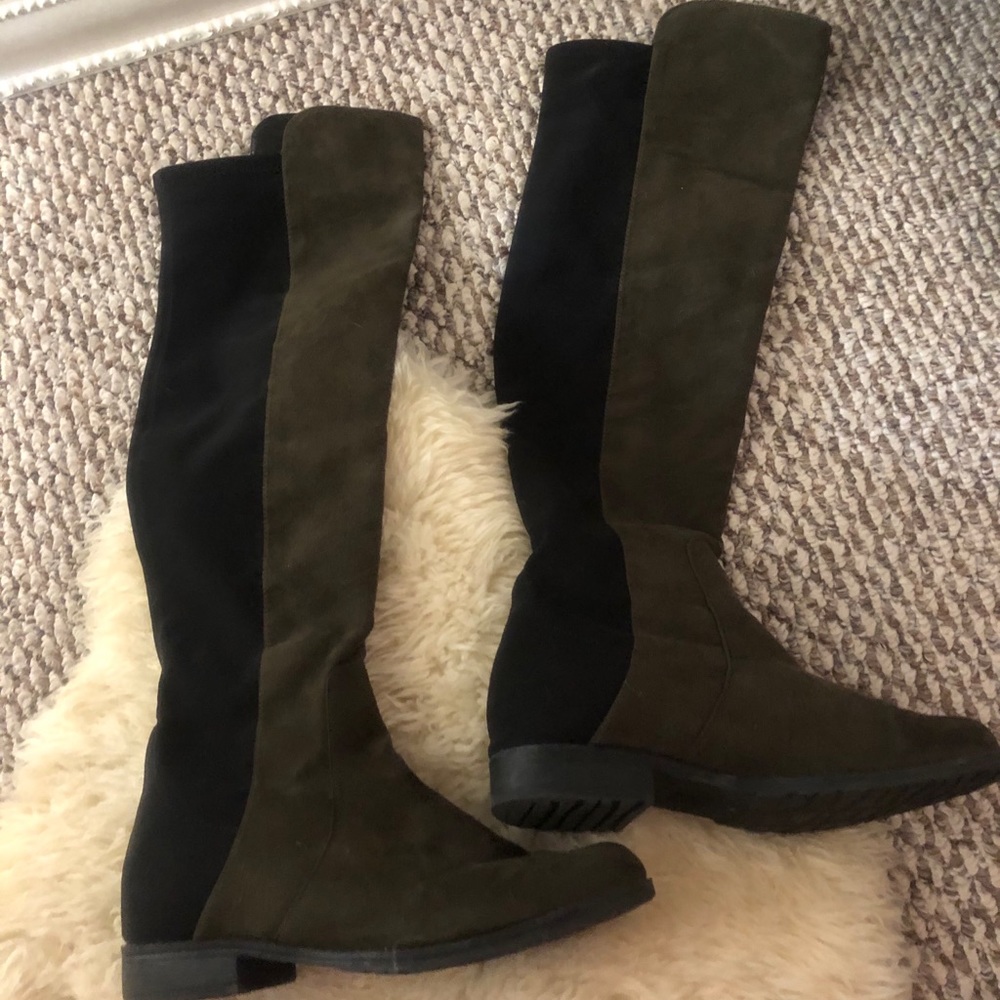 Suede over the knee high low boots